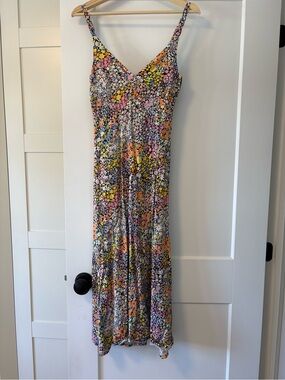 Floral Slip Midi Dress in Pink and Yellow